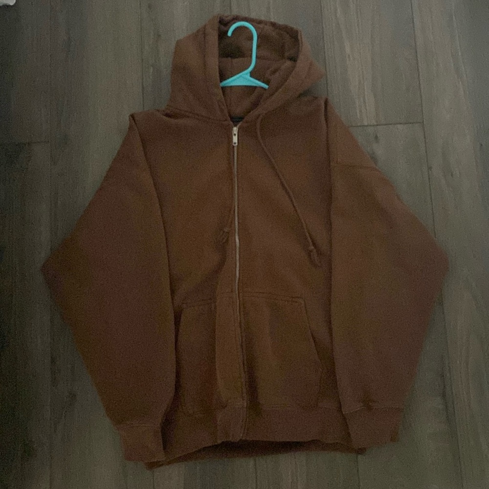 Brown Brandy Melville Zip-up Hoodie